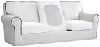 Easy-Going Stretch Individual Chair Couch Cushion Cover Sofa Cushion Furniture Protector Sofa slipcover Soft Flexibility with Elastic Bottom (3-Piece Sofa Cushion Cover, Snow White)