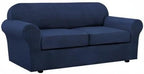 H.VERSAILTEX 3 Piece Stretch Sofa Covers for 2 Cushion Sofa Couch Covers for Living Room Sofa Slipcovers (Base Cover Plus 2 Seat Cushion Covers) Thicker Jacquard Fabric(Large Sofa, Navy)