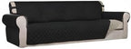PureFit Reversible Quilted Sofa Cover, Water Resistant Slipcover Furniture Protector, Washable Couch Cover with Non Slip and Elastic Straps for Kids, Dogs, Pets (XX Large, Black/Beige)