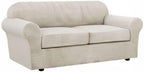 H.VERSAILTEX 3 Piece Stretch Sofa Covers for 2 Cushion Sofa Couch Covers for Living Room Sofa Slipcovers (Base Cover Plus 2 Seat Cushion Covers) Thicker Jacquard Fabric(Large Sofa, Island Fossi)