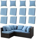 8Pcs Outdoor Cushion Covers, Patio Cushion Covers,Stretch Elastic Slipcovers, Replacement Washable & Reusable Furniture Protector for Patio Couch(Dark Blue Geometric Pattern,8PCS)