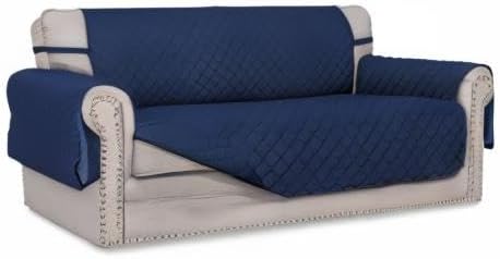 Easy-Going Reversible Couch Cover, 2 Cushion Sofa, Navy/Navy
