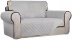 PureFit Reversible Quilted Sofa Cover, Water Resistant Slipcover Furniture Protector, Washable Couch Cover with Non Slip and Elastic Straps for Kids, Dogs, Pets (Loveseat, Light Gray/Light Gray)