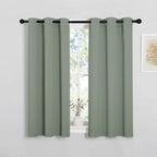 NICETOWN Short Blackout Sage Green Curtains for Bedroom - Energy Saving Thermal Insulated Solid Grommet Room Darkening Small Window Treatments for Kitchen/Cafe, 2 Panels, W34 x L50