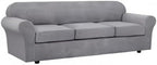 H.VERSAILTEX 4 Piece Stretch Sofa Covers for 3 Cushion Couch Covers for Living Room Furniture Slipcovers (Base Cover Plus 3 Seat Cushion Covers) Upgraded Thicker Jacquard Fabric (XL Sofa, Dove)