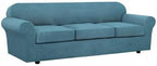 4 Piece Stretch Sofa Covers for 3 Cushion Couch Covers for Living Room Furniture Slipcovers (Base Cover Plus 3 Seat Cushion Covers) Upgraded Thicker Jacquard Fabric (XL Sofa, Storm Blue)
