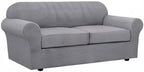 H.VERSAILTEX 3 Piece Stretch Sofa Covers for 2 Cushion Sofa Couch Covers for Living Room Furniture Cover (Base Cover Plus 2 Seat Cushion Covers) Thicker Jacquard Fabric(Large Sofa, Dove)