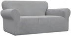 Easy-Going Stretch Loveseat Slipcover 1-Piece Sofa Cover Furniture Protector Couch Soft with Elastic Bottom for Kids Polyester Spandex Jacquard Fabric Small Checks (Loveseat, Light Gray)