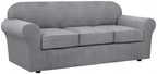 H.VERSAILTEX 4 Piece Stretch Sofa Covers for 3 Cushion Couch Covers for Living Room Furniture Slipcovers (Base Cover Plus 3 Seat Cushion Covers) Upgraded Thicker Jacquard Fabric (Sofa, Dove)