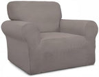 Easy-Going Stretch Chair Sofa Slipcover 1-Piece Couch Sofa Cover Furniture Protector Soft with Elastic Bottom for Kids, Pet. Spandex Jacquard Fabric Small Checks (Chair, Taupe)