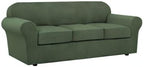 H.VERSAILTEX 4 Piece Stretch Sofa Covers for 3 Cushion Couch Covers for Living Room Furniture Slipcovers (Base Cover Plus 3 Seat Cushion Covers) Upgraded Thicker Jacquard Fabric (Sofa, Bronze Green)