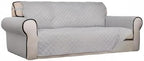PureFit Reversible Quilted Sofa Cover, Water Resistant Slipcover Furniture Protector, Washable Couch Cover with Non Slip and Elastic Straps for Kids, Dogs, Pets (Sofa, Light Gray/Light Gray)