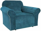 H.VERSAILTEX Stretch Velvet Armchair Cover Couch Covers 1 Cushion Chair Slipcover for Living Room Furniture Cover Crafted from Thick Comfy Rich Velour (Chair 31"-49", Deep Teal)