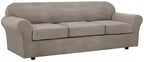 H.VERSAILTEX 4 Piece Stretch Sofa Covers for 3 Cushion Couch Covers for Living Room Furniture Slipcovers (Base Cover Plus 3 Seat Cushion Covers) Upgraded Thicker Jacquard Fabric (XL Sofa, Taupe)