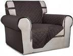 PureFit Reversible Quilted Sofa Cover, Water Resistant Slipcover Furniture Protector, Washable Couch Cover with Non Slip and Elastic Straps for Kids, Pets (Chair, Chocolate/Chocolate)