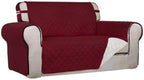 PureFit Reversible Quilted Sofa Cover, Water Resistant Slipcover Furniture Protector, Washable Couch Cover with Non Slip and Elastic Straps for Kids, Pets (Loveseat, Red/Ivory)