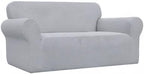 Easy-Going Stretch Loveseat Slipcover 1-Piece Sofa Cover Furniture Protector Couch Soft with Elastic Bottom for Kids Polyester Spandex Jacquard Fabric Small Checks (Loveseat, Silver Gray)
