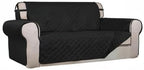 PureFit Reversible Quilted Sofa Cover, Water Resistant Slipcover Furniture Protector, Washable Couch Cover with Non Slip and Elastic Straps for Kids, Dogs, Pets (Oversized Loveseat, Black/Black)