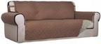 PureFit Reversible Quilted Sofa Cover, Water Resistant Slipcover Furniture Protector, Washable Couch Cover with Non Slip Foam and Elastic Straps for Kids, Pets (X Large, Brown/Beige)
