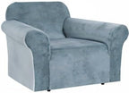 H.VERSAILTEX Stretch Velvet Armchair Cover Couch Covers 1 Cushion Chair Slipcover for Living Room Furniture Cover Crafted from Thick Comfy Rich Velour (Chair 31"-49", Stone Blue)