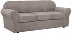 H.VERSAILTEX 4 Piece Stretch Sofa Covers for 3 Cushion Couch Covers for Living Room Furniture Slipcovers (Base Cover Plus 3 Seat Cushion Covers) Upgraded Thicker Jacquard Fabric (Sofa, Taupe)