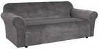 H.VERSAILTEX Stretch Velvet Sofa Covers for 3 Cushion Couch Covers Sofa Slipcovers Furniture Protector Soft with Non Slip Elastic Bottom, Crafted from Thick Comfy Rich Velour (Sofa 72"-90", Gray)