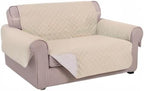 U-NICE HOME Loveseat Sofa Cover Reversible Couch Cover for Dogs with Elastic Straps Water Resistant Furniture Protector for Pets for 2 Cushion Couch (Loveseat, Sand/Beige)