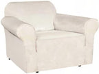 H.VERSAILTEX Stretch Velvet Armchair Cover Couch Covers 1 Cushion Chair Slipcover for Living Room Furniture Cover Crafted from Thick Comfy Rich Velour (Chair 31"-49", Ivory)