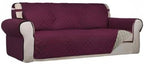 PureFit Reversible Quilted Sofa Cover, Water Resistant Slipcover Furniture Protector, Washable Couch Cover with Non Slip and Elastic Straps for Kids, Dogs, Pets (Sofa, Wine/Beige)
