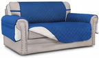 Easy-Going Reversible Loveseat Couch Cover for 2 Cushion Couch Sofa Cover for Dogs Water Resistant Furniture Protector with Foam Sticks Elastic Straps for Pet (Loveseat, Blue/Ivory)