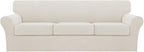 Turquoize 4 Piece Sofa Covers for 3 Cushion Couch Sofa Slipcover Soft Couch Cover for Dogs-Washable Sofa Furniture Covers with 3 Individual Large Cushion Covers (XL Sofa, Cream)