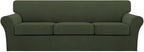Turquoize 4 Piece Sofa Covers for 3 Cushion Couch Sofa Slipcover Soft Couch Cover for Dogs-Washable Sofa Furniture Covers with 3 Individual Large Cushion Covers (XL Sofa, Olive)