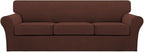 Turquoize 4 Piece Sofa Covers for 3 Cushion Couch Sofa Slipcover Soft Couch Cover for Dogs-Washable Sofa Furniture Covers with 3 Individual Large Cushion Covers (XL Sofa, Burnt Brick)