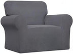 Easy-Going Stretch Chair Sofa Slipcover 1-Piece Couch Sofa Cover Furniture Protector Soft with Elastic Bottom for Kids, Pet. Spandex Jacquard Fabric Small Checks (Chair, Gray)