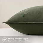 MIULEE Neutral Green/Brown Linen Pillow Covers Pack of 4 Decorative Natural Solid Throw Pillow Covers Soft Accent Boho Farmhouse Couch Pillowcases Spring Decors for Living Room Bed Sofa 18x18 Inch