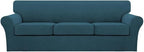 Turquoize 4 Piece Sofa Covers for 3 Cushion Couch Sofa Slipcover Soft Couch Cover for Dogs Washable Furniture Cover with 3 Individual Large Cushion Covers Feature Fabric (Large Sofa, Deep Teal)