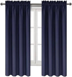 DWCN Navy Room Darkening Blackout Curtains - Thermal Insulated Privacy Energy Saving Window Curtain Drapes 38 x 72 inch Length, Set of 2 Bedroom Living Room Curtains