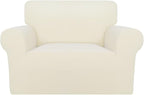 PureFit Super Stretch Sofa Slipcover – Spandex Non Slip Soft Couch Sofa Cover, Washable Furniture Protector with Non Skid Foam and Elastic Bottom for Kids, Pets (Oversized, Ivory)