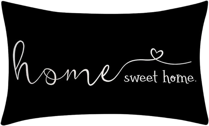 MFGNEH Farmhouse Pillow Covers, 12x20 Inch - Home Decorative Throw Pillow Case, Housewarming Gift, Black