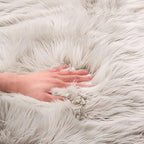 EasyJoy Ultra Soft Fluffy Rugs Faux Fur Rug Chair Cover Seat Pad Fuzzy Area Rug (Light Grey, 2x6 ft Rectangle)