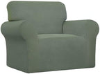 Easy-Going Stretch Chair Sofa Slipcover 1-Piece Couch Sofa Cover Furniture Protector Soft with Elastic Bottom for Kids, Pet. Spandex Jacquard Fabric Small Checks (Chair, Greyish Green)