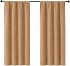 Simplebrand Ava Taupe Blackout Curtains for Bedroom 63 Inch Length 2 Panels Set, Solid Thermal Insulated Energy Saving Rod Pocket Window Treatment Curtains Blackout Drapes, W40 x L63 Inch, Taupe