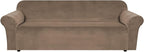 H.VERSAILTEX Stretch Velvet Sofa Covers Large Couch Covers Furniture Protector Soft with Non Slip Elastic Bottom, Feature Thick Comfy Rich Velour (Extra Large Sofa 98"-105", Coco Mocha)