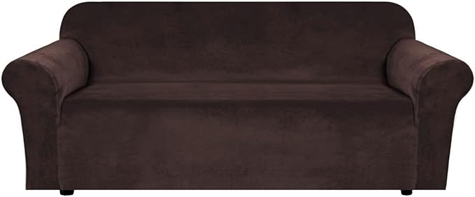 H.VERSAILTEX Stretch Velvet Sofa Covers Large Couch Covers Sofa Slipcovers Furniture Protector Soft with Non Slip Elastic Bottom, Feature Thick Comfy Rich Velour (Extra Wide Sofa 98"-105", Chocolate)