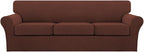 Turquoize 4 Piece Sofa Covers for 3 Cushion Couch Sofa Slipcover Soft Couch Cover for Dogs Washable Furniture Cover with 3 Individual Large Cushion Covers Feature Fabric (Large Sofa, Burnt Brick)