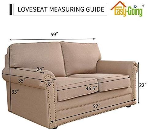 Easy-Going Reversible Loveseat Couch Cover for 2 Cushion Couch Sofa Cover for Dogs Water Resistant Furniture Protector with Foam Sticks Elastic Straps for Pet (Loveseat, Blue/Ivory)