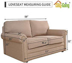 Easy-Going Reversible Loveseat Couch Cover for 2 Cushion Couch Sofa Cover for Dogs Water Resistant Furniture Protector with Foam Sticks Elastic Straps for Pet (Loveseat, Taupe/Ivory)