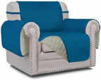 Easy-Going Chair Sofa Slipcover Reversible Sofa Cover Water Resistant Couch Cover Furniture Protector Cover with Elastic Straps for Pets Kids Children Dog Cat (Chair, PeacockBlue/Beige)