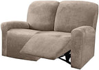 ULTICOR Reclining Love Seat Sofa Cover (6 Piece, Taupe), 48-65'' L, Velvet Stretch, Soft, Washable