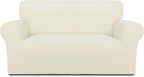 PureFit Super Stretch Sofa Slipcover – Spandex Non Slip Soft Couch Sofa Cover, Washable Furniture Protector with Non Skid Foam and Elastic Bottom for Kids, Pets （Loveseat, Ivory）
